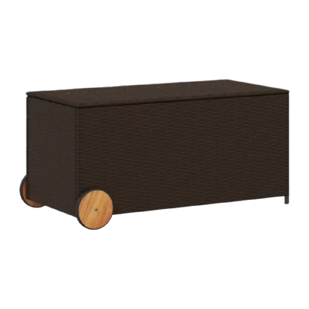 Storage Chest with Wheels for Outdoor Use in Rattan - 100 x 50 x 50