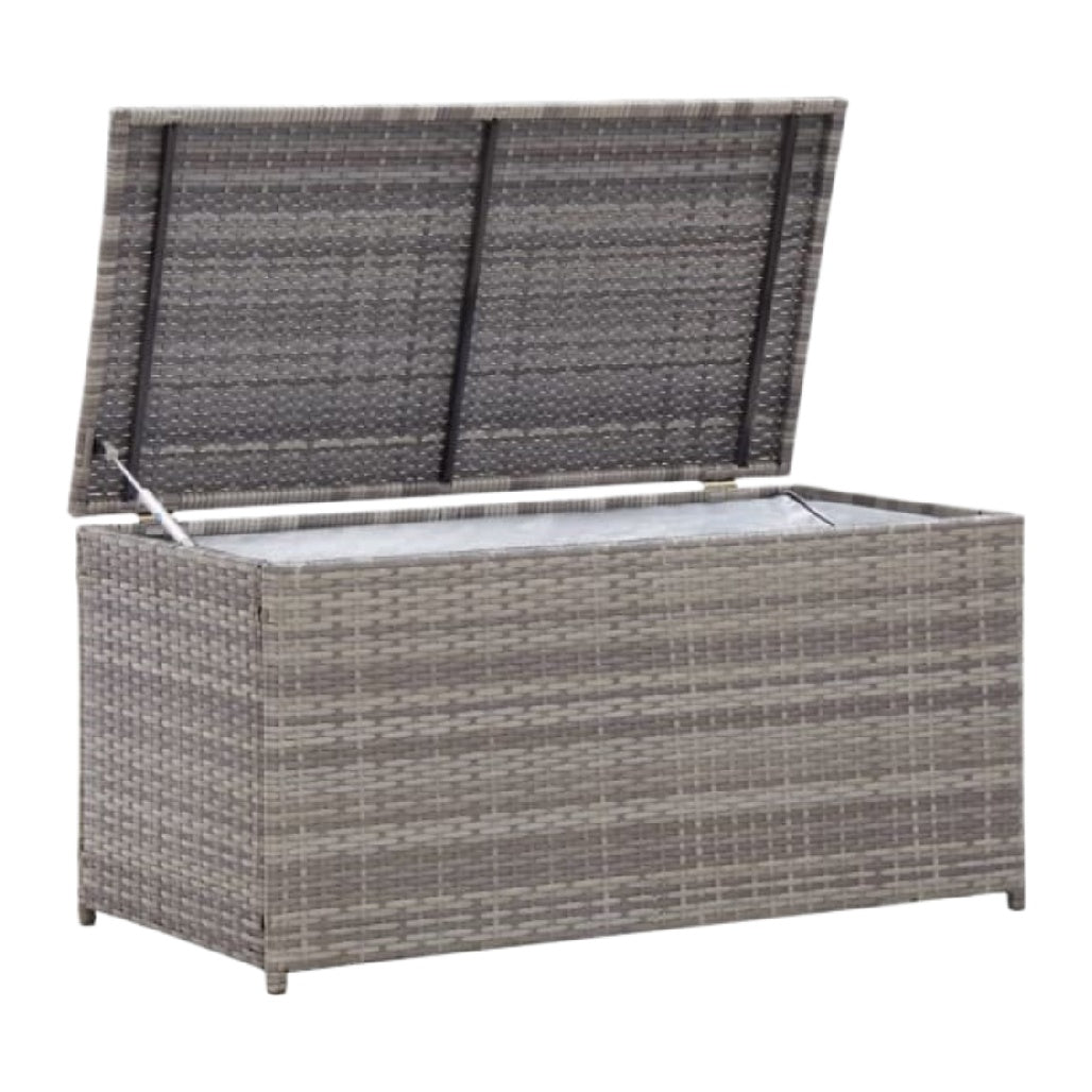 Rangement de jardin en résine tressée avec couvercle - 120 x 60 x 60