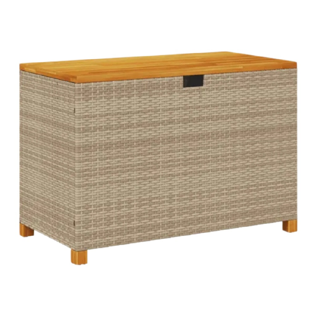 Storage box for living room made from rattan and wood - 90 x 50 x 50