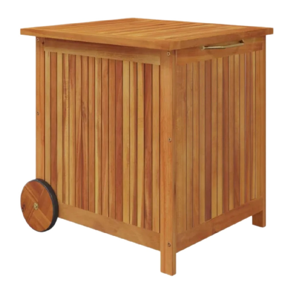 Wooden Storage Box with Wheels for Outdoor Use - 60 x 60 x 70