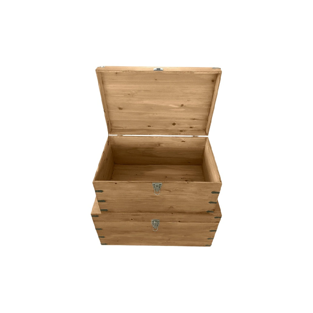 Wooden Storage Chest with Dual Compartments for Home Organization - 60 x 40 x 30